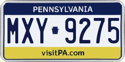 PA license plate MXY9275