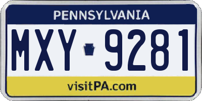 PA license plate MXY9281