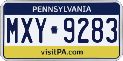 PA license plate MXY9283