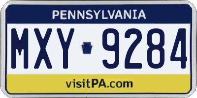 PA license plate MXY9284