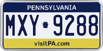 PA license plate MXY9288