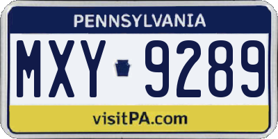 PA license plate MXY9289