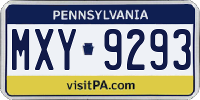 PA license plate MXY9293