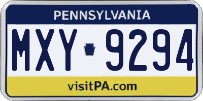 PA license plate MXY9294