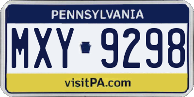 PA license plate MXY9298