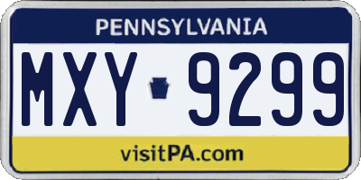 PA license plate MXY9299