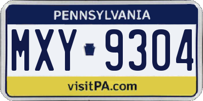 PA license plate MXY9304