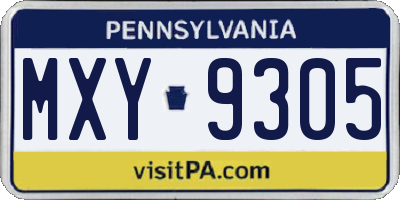 PA license plate MXY9305
