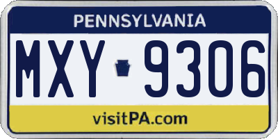 PA license plate MXY9306