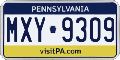 PA license plate MXY9309