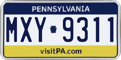 PA license plate MXY9311