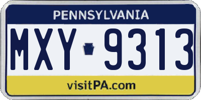 PA license plate MXY9313