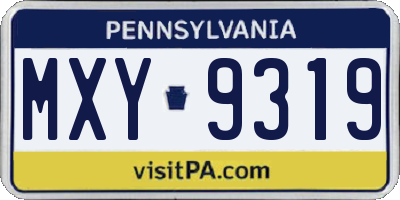 PA license plate MXY9319