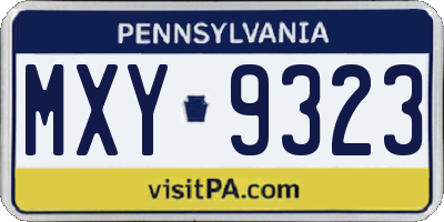 PA license plate MXY9323
