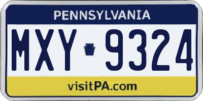PA license plate MXY9324
