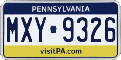 PA license plate MXY9326