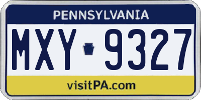 PA license plate MXY9327