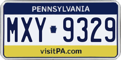 PA license plate MXY9329