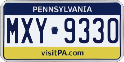 PA license plate MXY9330