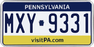 PA license plate MXY9331