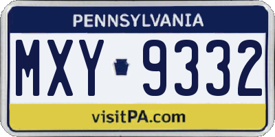 PA license plate MXY9332