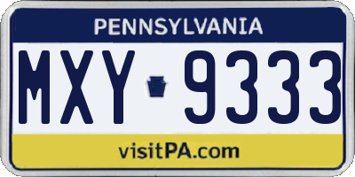 PA license plate MXY9333