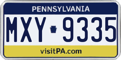 PA license plate MXY9335