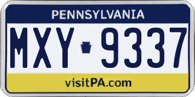 PA license plate MXY9337
