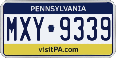 PA license plate MXY9339