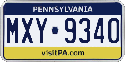 PA license plate MXY9340