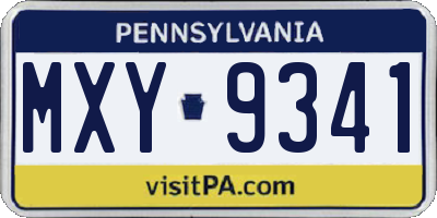 PA license plate MXY9341