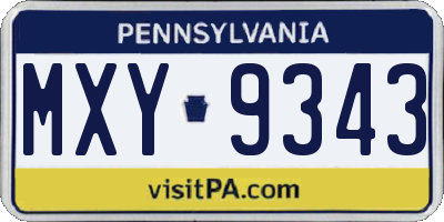 PA license plate MXY9343