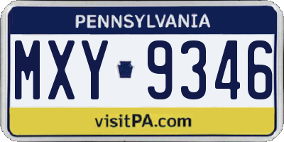 PA license plate MXY9346