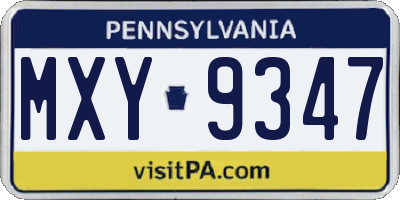 PA license plate MXY9347