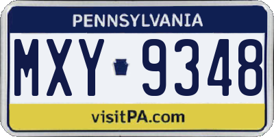 PA license plate MXY9348