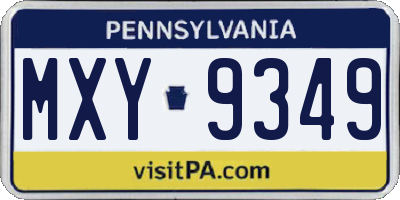 PA license plate MXY9349