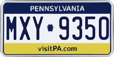 PA license plate MXY9350