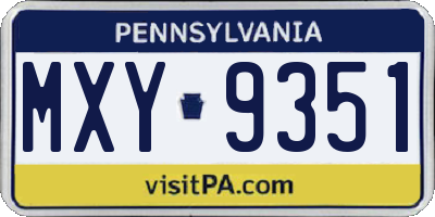 PA license plate MXY9351
