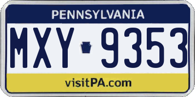PA license plate MXY9353