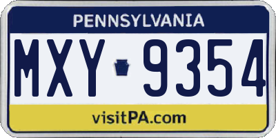 PA license plate MXY9354