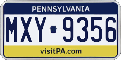 PA license plate MXY9356