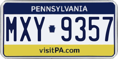 PA license plate MXY9357