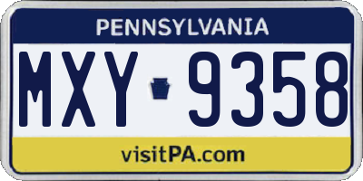 PA license plate MXY9358