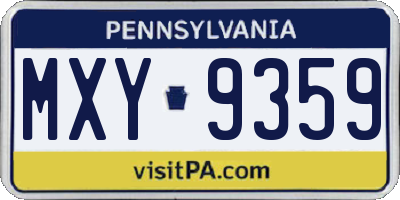 PA license plate MXY9359