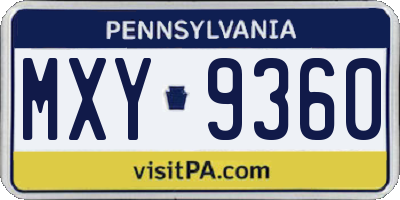PA license plate MXY9360