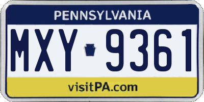 PA license plate MXY9361