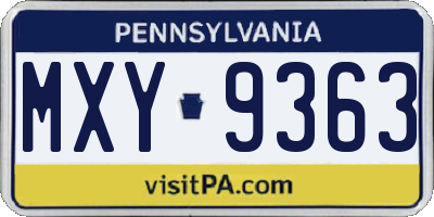 PA license plate MXY9363