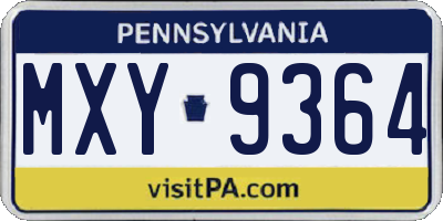 PA license plate MXY9364