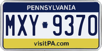 PA license plate MXY9370