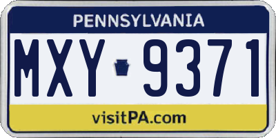 PA license plate MXY9371
